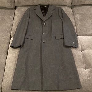 Vintage 90s B.W. Harris Mens 42 Long Black Wool Long Overcoat Topcoat Cosplay